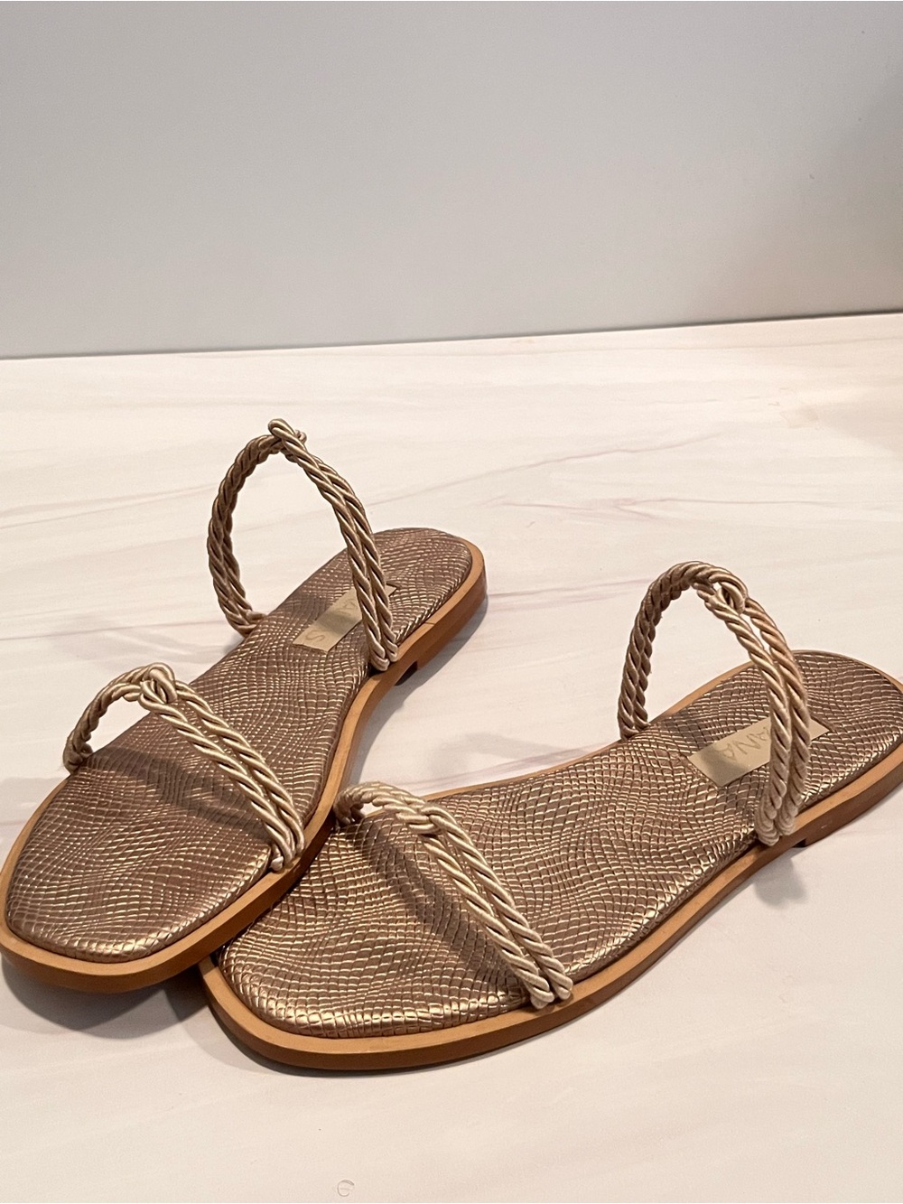 Braided Strap Flat Sandals - Gold